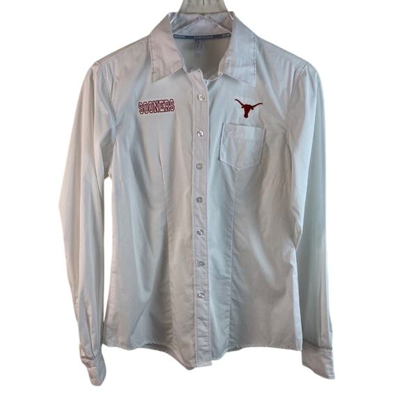 Cinch White OU Sooners & Univ. of Texas Longhorns Women’s Shirt Size Medium - Picture 1 of 11